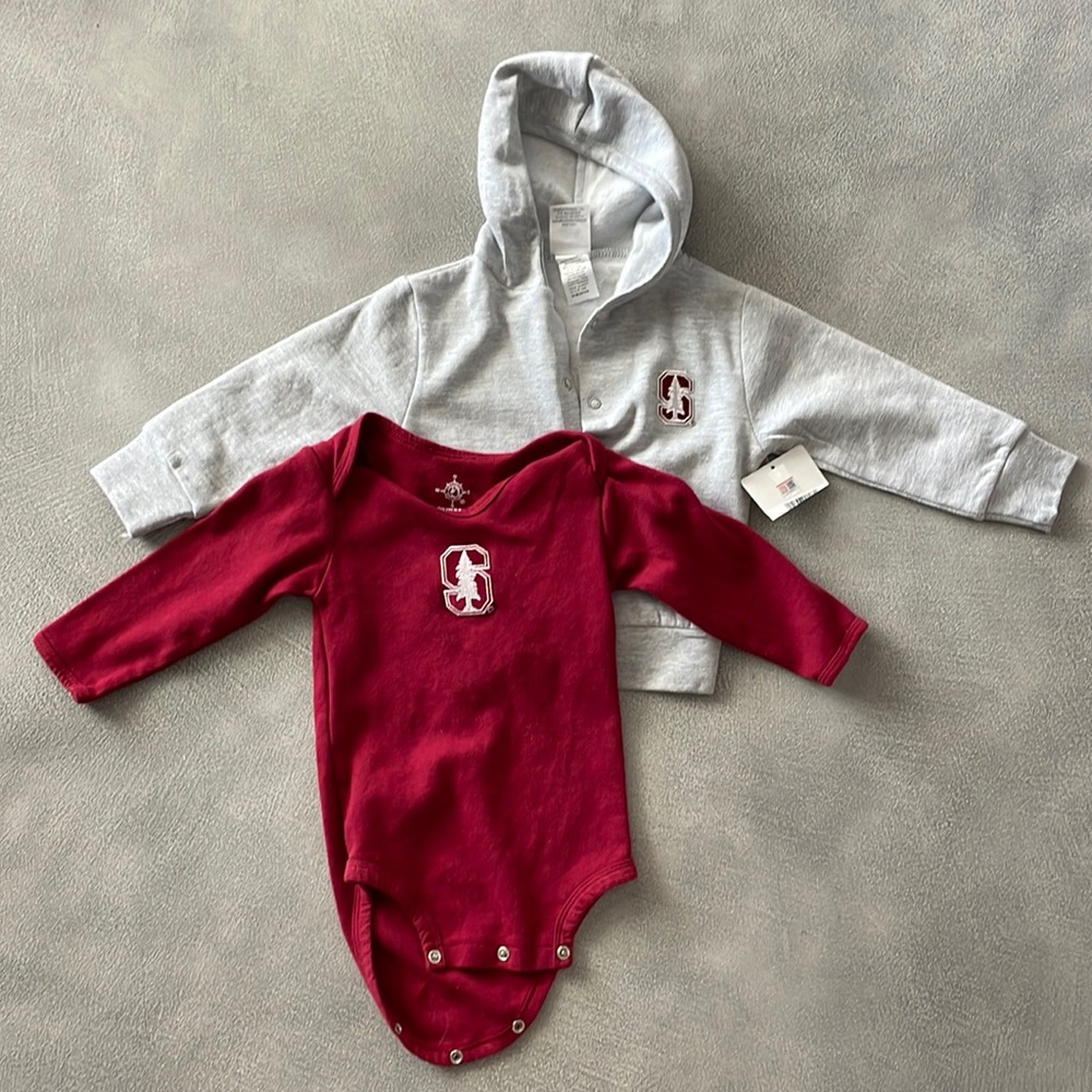 Stanford University set with onesie and Sweater
